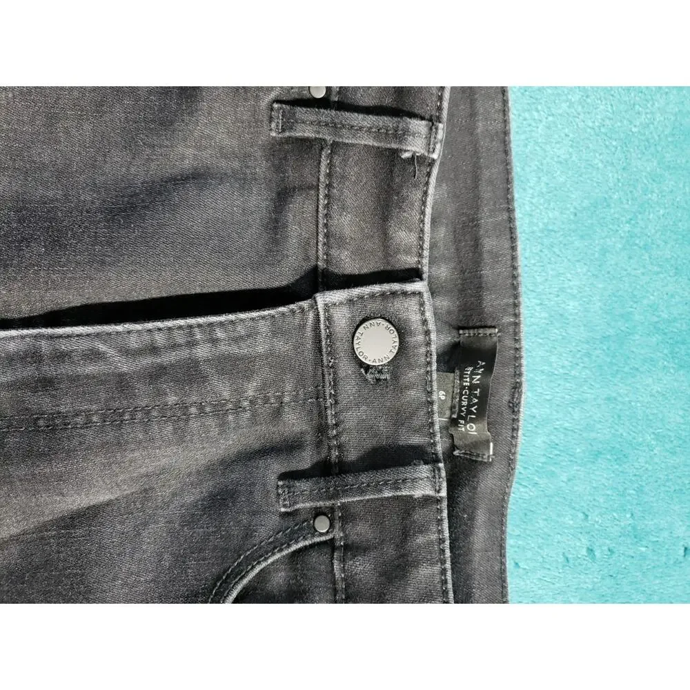Ann Taylor Jeans Size 6 Petite Women Black Pants Denim Stretch Mid Rise Skinny